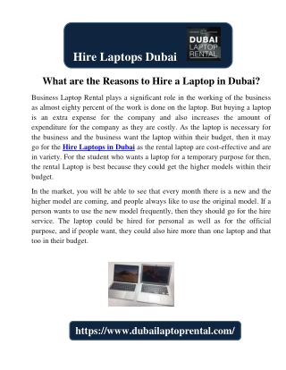 What are the Reasons to Hire a Laptop in Dubai?