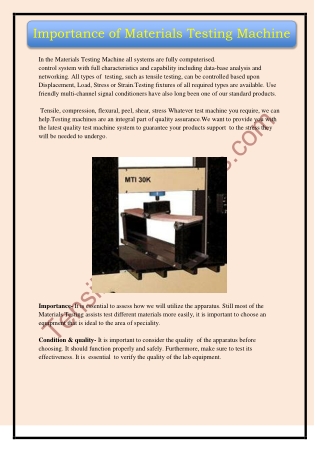 Material Testing With highly-efficient Testing machines | MTI