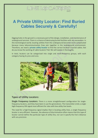 Working Of A Private Utility Locator: Find Buried Cables Securely & Carefully!