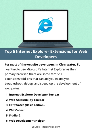 Top 6 Internet Explorer Extensions for Web Developers