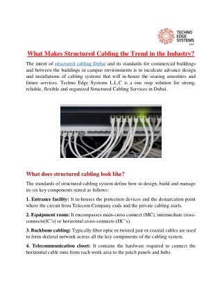 What Makes Structured Cabling the Trend in the Industry?