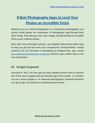 8 Best Photography Apps to Lend Your Photos an Incredible Finish