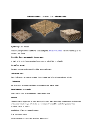 PRESSWOOD PALLET BENEFITS | LJB Timber Packaging