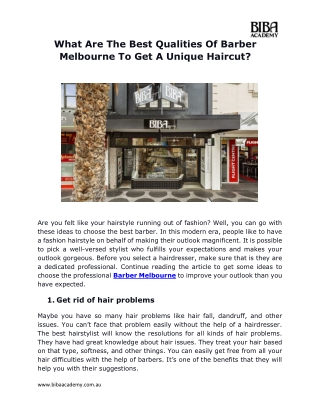 What Are The Best Qualities Of Barber Melbourne To Get A Unique Haircut?