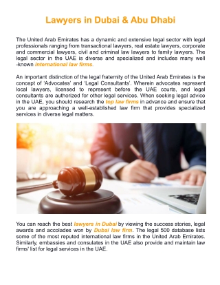 Lawyers in Dubai & Abu Dhabi