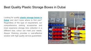 Best Quality Plastic Storage Boxes in Dubai