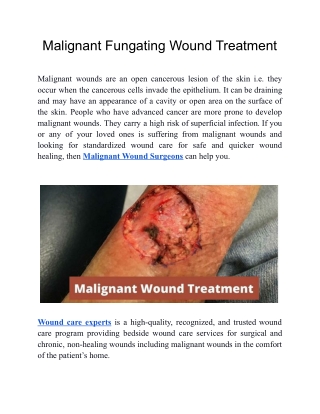 Malignant Fungating Wound Treatment