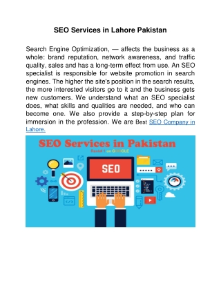 SEO services in Pakistan