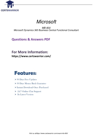 MB-800 PDF Demo Exam Download 2020