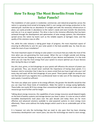 How To Reap The Most Benefits From Your Solar Panels?