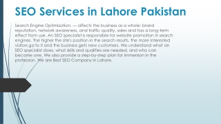 SEO Services Company in Lahore