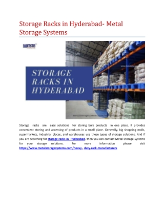 Storage Racks in Hyderabad- Metal Storage Systems