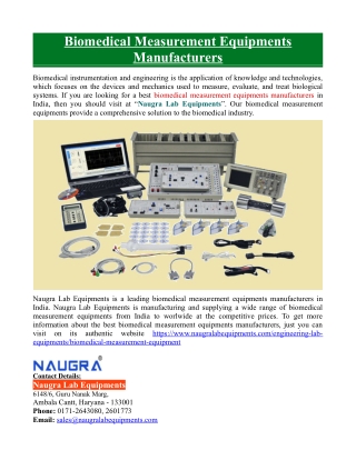 Biomedical Measurement Equipments Manufacturers