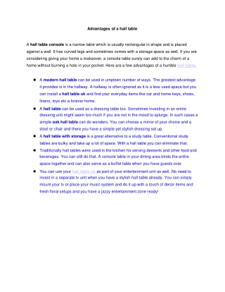 Advantages of a hall table