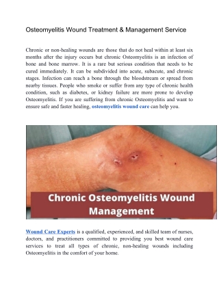 Osteomyelitis Wound Treatment & Management Service