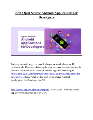 Best Open Source Android Applications for Developers