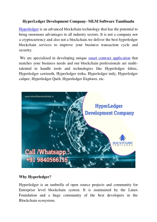 HyperLedger Development Company- MLM Software Tamilnadu