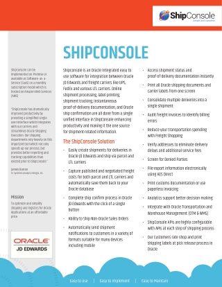 JD Edwards EnterpriseOne Shipping Software - ShipConsole