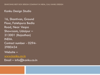 Searching Best Box Design Company in India, Call Kanku Design