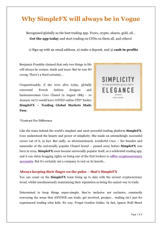 Why SimpleFX will always be in Vogue
