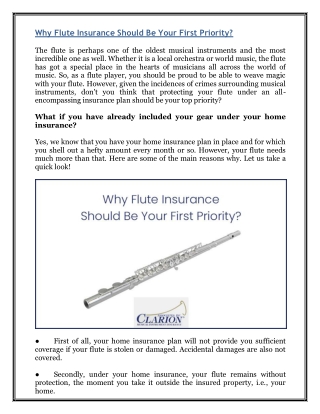 Why Flute Insurance Should Be Your First Priority?