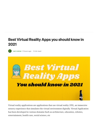 Best Virtual Reality Apps you should know in 2021