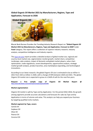 Global Organic Oil Market Research Report 2021-2026