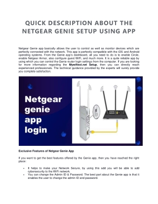 Quick Description about the Netgear Genie Setup using App