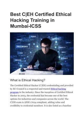 Best C|EH Certified Ethical Hacking Training in Mumbai-ICSS