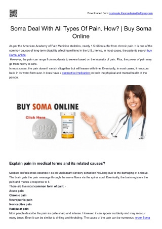 Soma Deal With All Types Of Pain. How? | Buy Soma Online