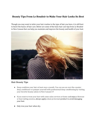 Beauty Tips From Le Boudoir to Make Your Hair Looks Its Best
