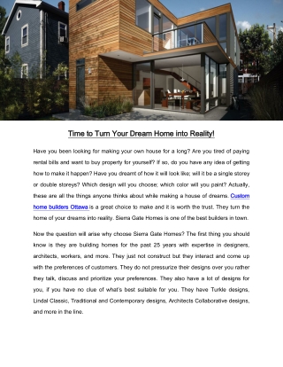 Time to Turn Your Dream Home into Reality!