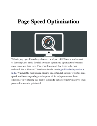 Page Speed Optimization.