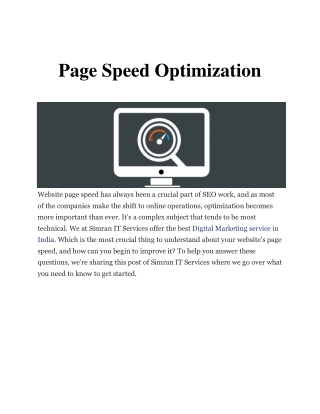 Page Speed Optimization