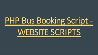 PHP Bus Booking Script - WEBSITE SCRIPTS