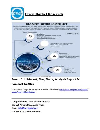 Smart Grid Market Trends, Size, Competitive Analysis and Forecast 2019-2025