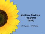 Medicare Savings Programs MSP