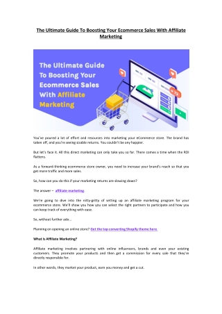 The Ultimate Guide To Boosting Your Ecommerce Sales With Affiliate Marketing