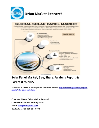 Solar Panel Market Trends, Size, Competitive Analysis and Forecast 2019-2025