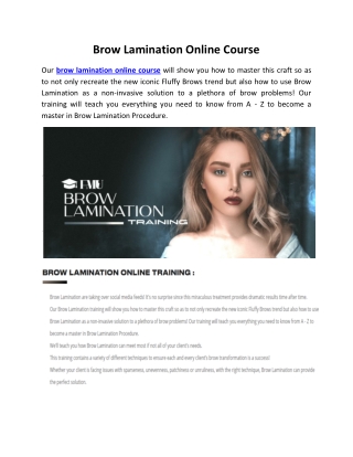 Brow Lamination Online Course