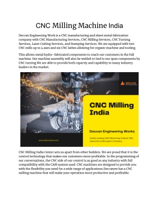 CNC Milling Machine India