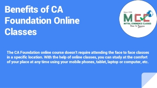 Benefits of CA Foundation Online Classes