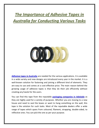 The Importance of Adhesive Tapes in Australia for Conducting Various Tasks