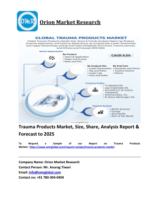 Trauma Products Market Trends, Size, Competitive Analysis and Forecast 2019-2025