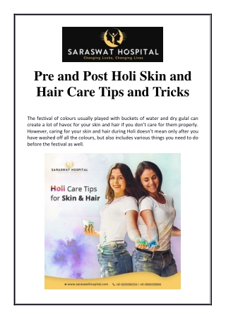 Pre and Post Holi Skin and Hair Care Tips and Tricks