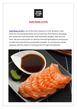 5% off - Sushi Dome Restaurant Menu Firle, Adelaide, SA