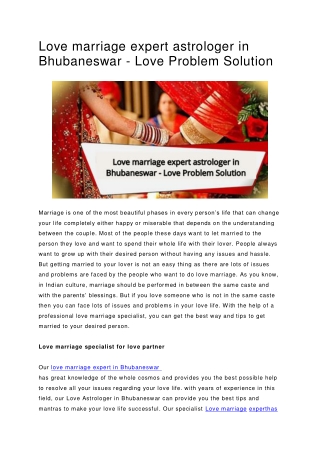 Love marriage expert astrologer in Bhubaneswar - Love Problem Solution