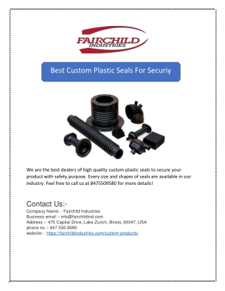 Best Custom Plastic Seals For Securiy