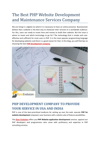 PHP Website Development and Maintenance Services Company