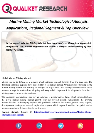 Marine Mining Market Technological Analysis,  Applications, Regional Segment & Top Overview